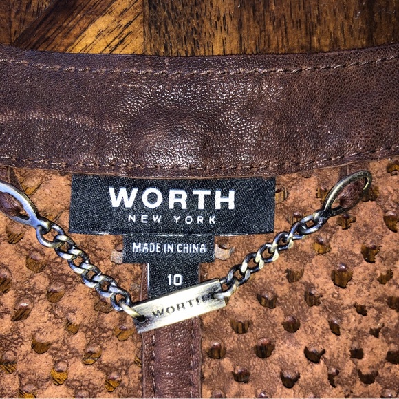 Worth Brown Leather Sleeveless Jacket Vest New Size 10 - Picture 11 of 13